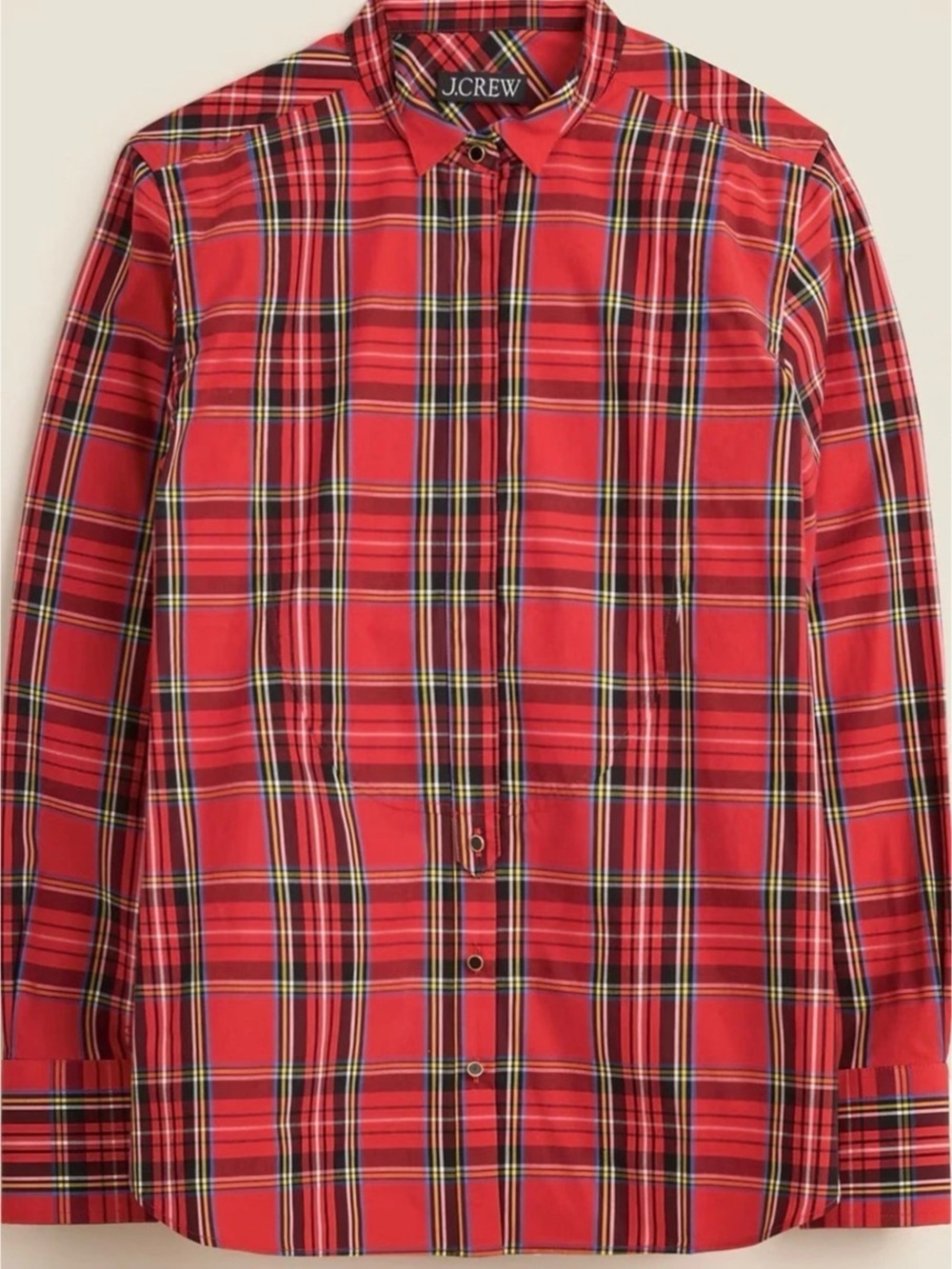 NWT J.Crew Jules Tuxedo Shirt in Tartan Cotton Poplin, Size 2